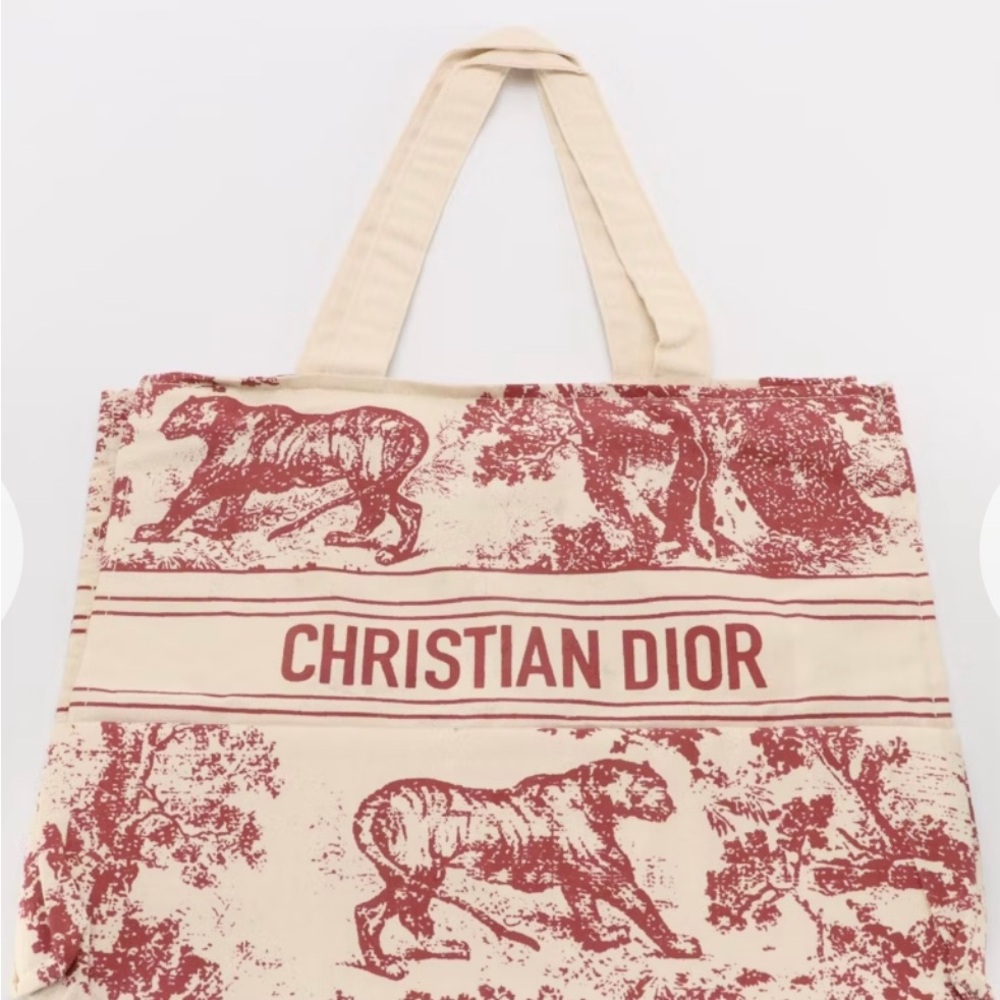 Dior Riviera VIC VIP Beige Cream Red Graphic Tote